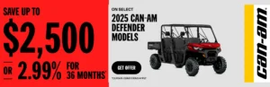 Read more about the article Save up to $2,500 or 2.99% for 36 months** on select 2025 Defender models – Side x Side