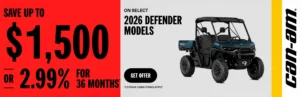 Read more about the article Save up to $1,500 or 2.99% for 36 months on select 2026 Defender models – Side x Side