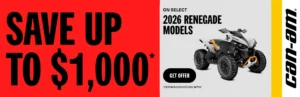 Read more about the article Save up to $1 000 rebate on select 2026 Renegade models – Side x Side
