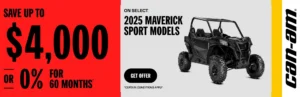 Read more about the article Save up to $4000 OR 0% for 60 months on the 2025 Can-Am Maverick Sport – Side x Side