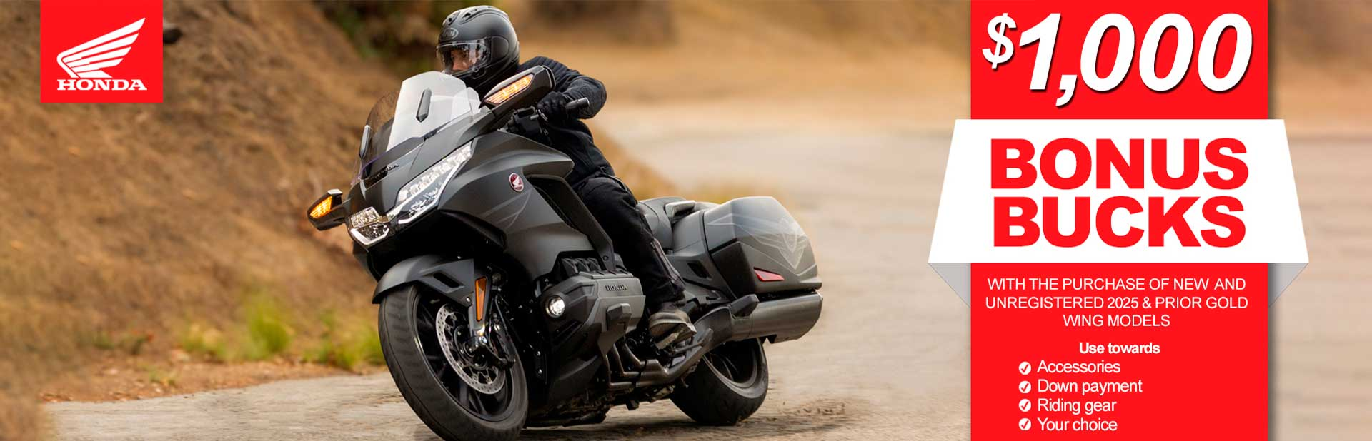You are currently viewing $1000 Bonus Bucks on 2025 Gold Wing Tour 50th Anniversary – Cruiser/V-Twin